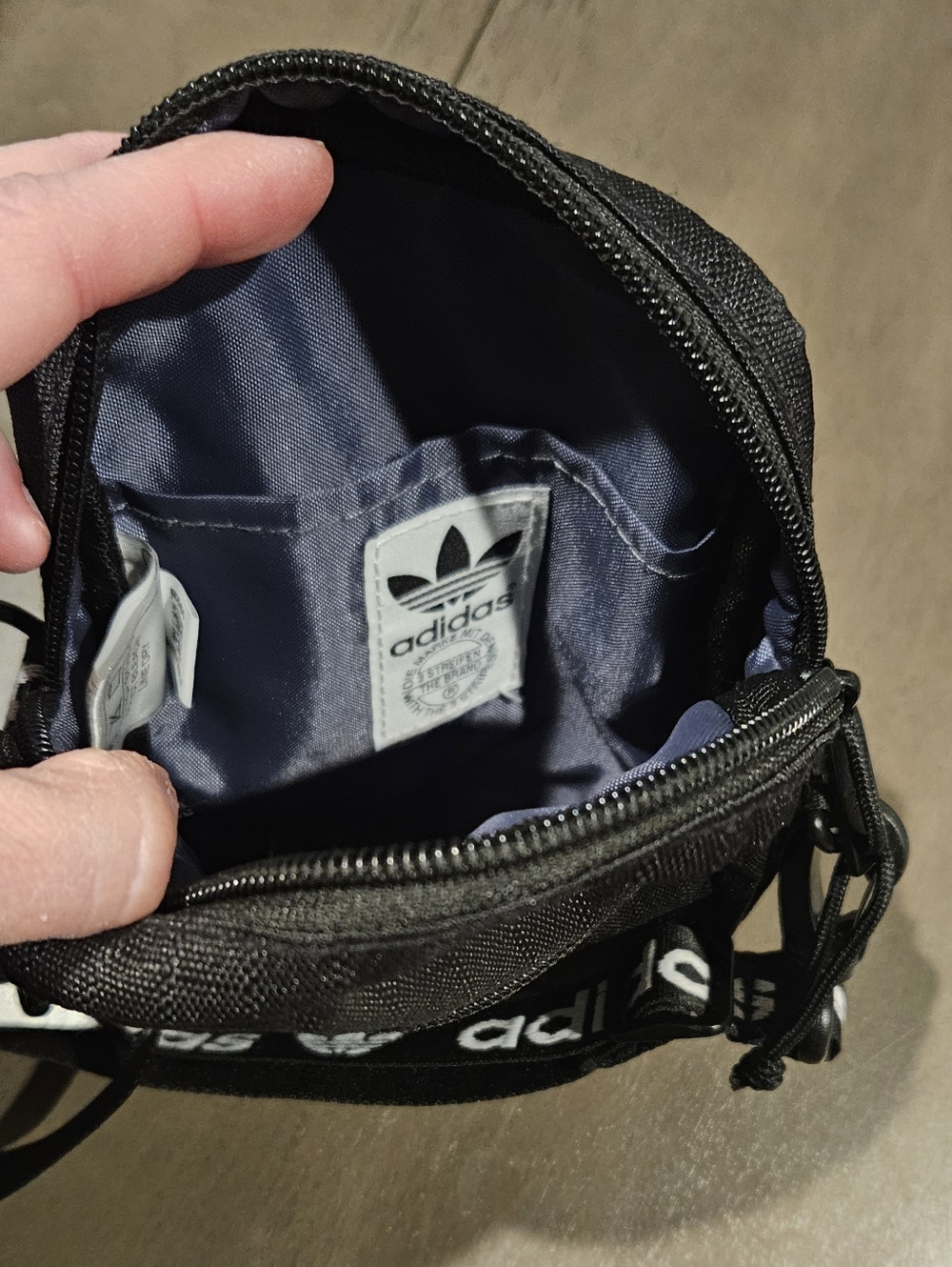 adidas Black Mini Trefoil Shoulder Pouch with Logo Strap - Picture 5 of 7